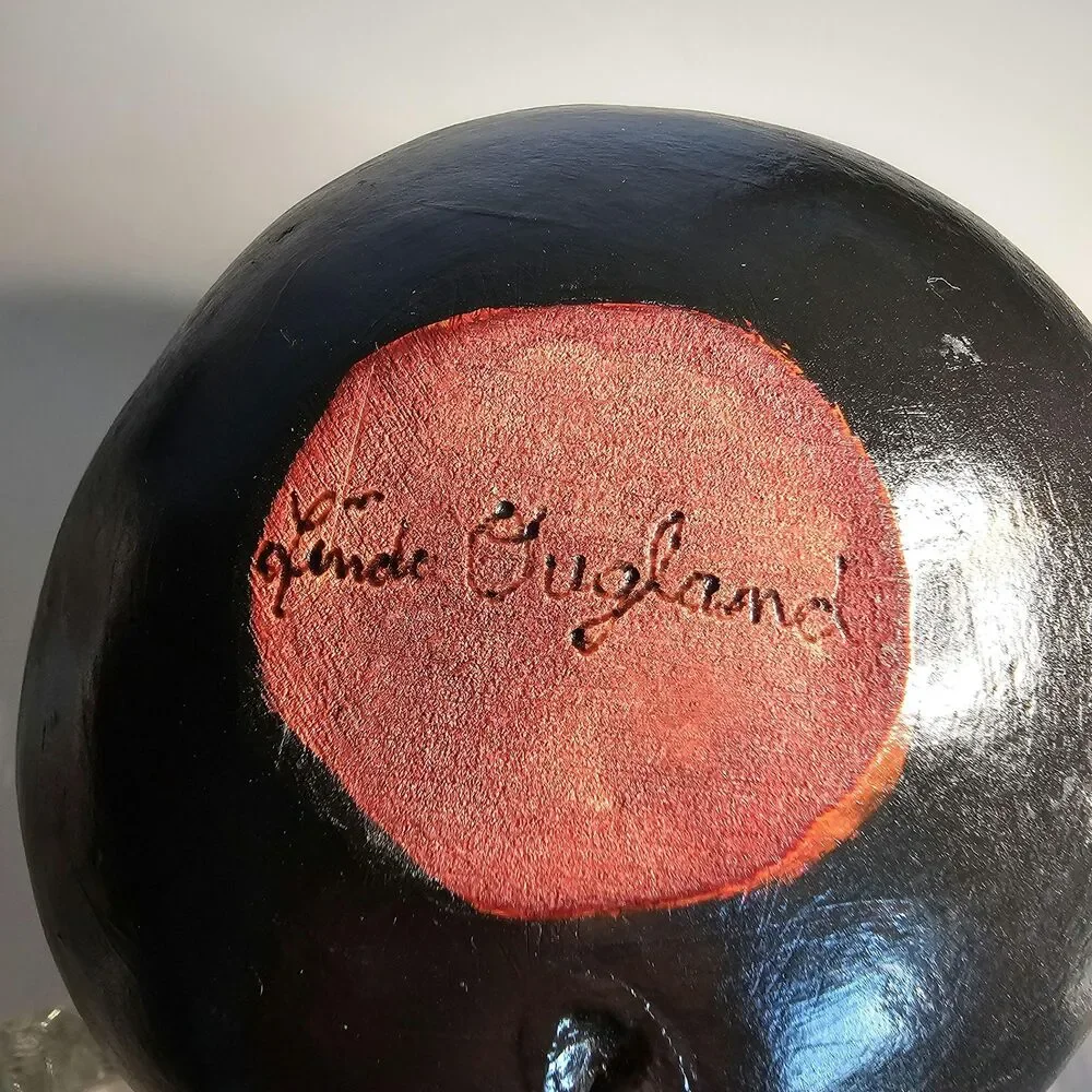 Vtg Folk Art Handpainted Gourd Turtle Design, signed by Linda Ougland